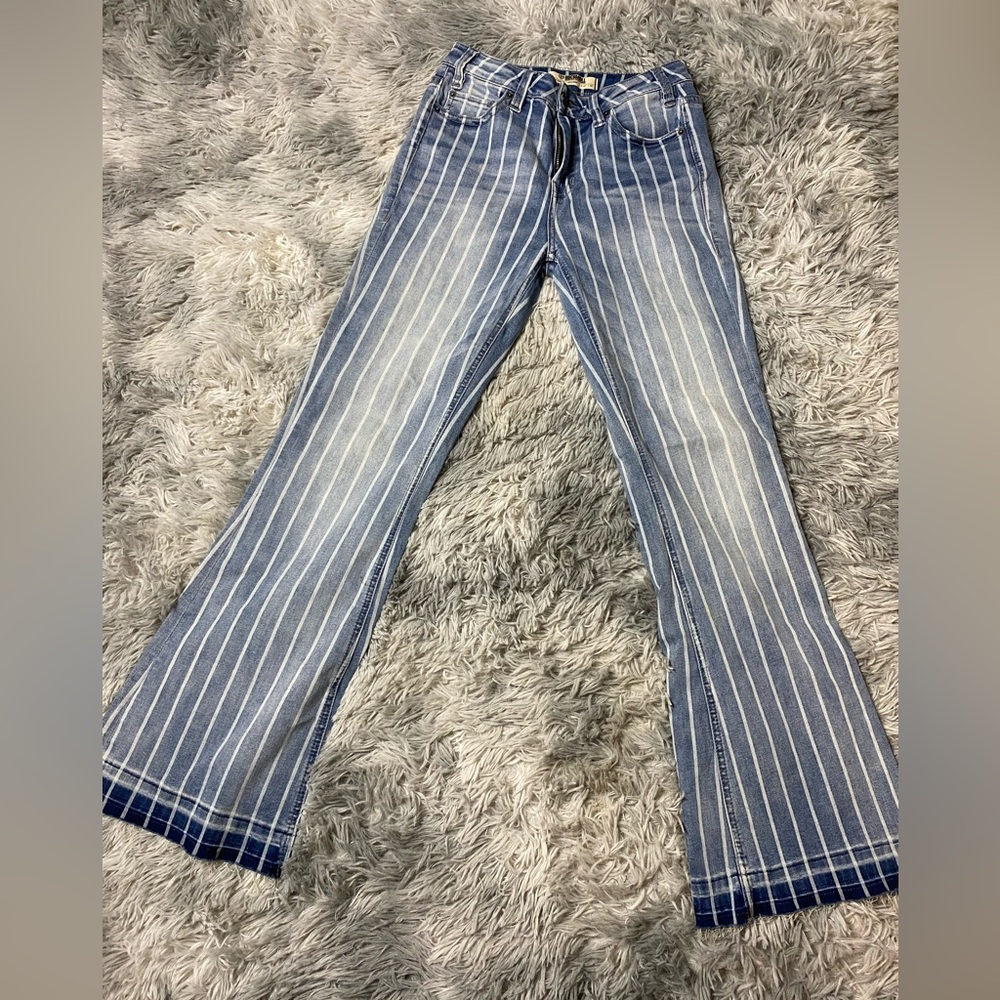 Rock & Roll Cowgirl Blue and White Flare Jeans